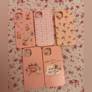 NEW iPhone 14 pink bows case cases coquette cute cat angel girly